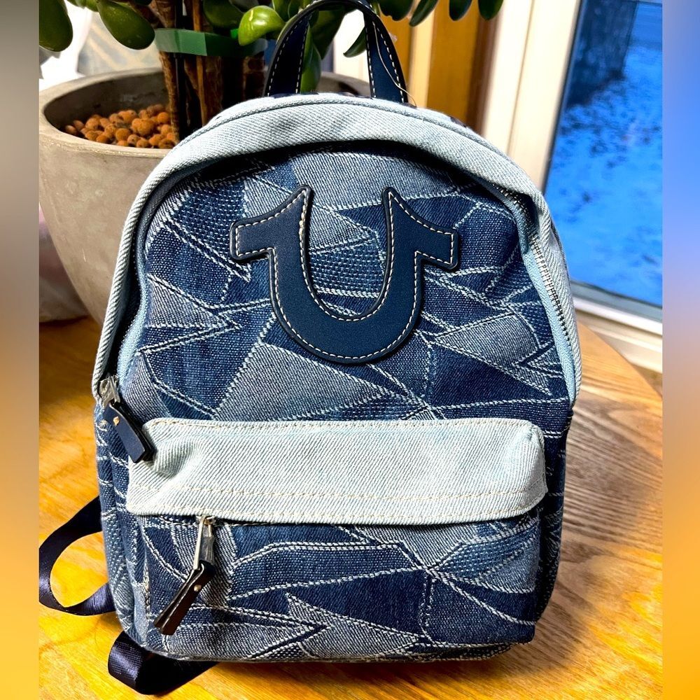 TRUE RELIGION Mini Denim Logo Backpack for Men and Women New - Picture 2 of 11